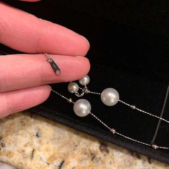 18k/platinum 850 akoya pearl necklace and bracelet set - Picture 3 of 3